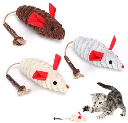 GOZINA 3 STK Katzenspielzeug Maus, Spielzeugmäuse für Katzen, Katzenminze Spielzeug für Katze,Kauspielzeug Mauspielzeug Kissen mit Matatabi Stick das Katzen Begeistert, Katzenspielzeug Natur Cat Toys