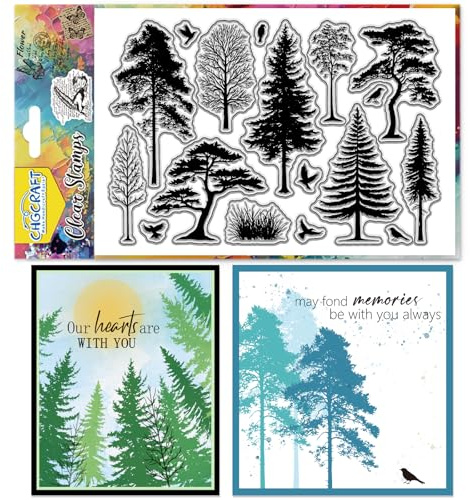 CHGCRAFT Baum Vogel Silhouette Clear Stempel Silikon Clear Stamps Transparent Handwerk Stempel für DIY Scrapbooking Fotoalbum dekorative Karten machen, Baum, 6,3x4,3 Zoll