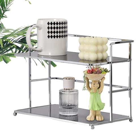 Portabicchieri a 2 Livelli - Organizer portabicchieri da caffè con doppi strati Pratico portabicchieri da caffè con ripiani, organizer da banco per tazze e tazzine, elegante