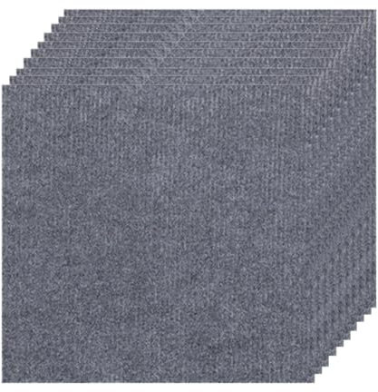 Fudaiki 10 Stück Einfarbig Teppichfliesen Selbstklebend Teppichfliesen Selbstliegend, Teppich Fliesen Teppich Selbstklebend Teppichfliesen Weich Auslegware Teppichboden Dunkelgrau 50x50cm