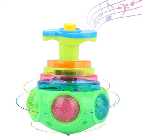 Yiohejy Light Up Spinning Tops For Kids, Attention Autism Bucket Toys, LED Shining Music Flashing Spinning Tops, Gyroscope Toys Party Favors
