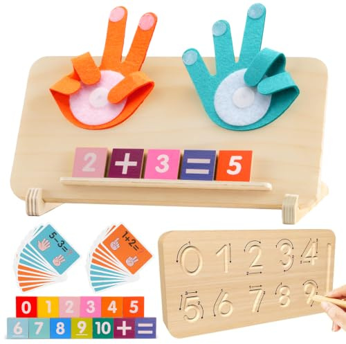 Chithor Montessori Toys for 2 3 4 Year Old, Double-Sided Counting & Number Tracing Board Montessori Math Learning Toy for Toddlers, Birthday Gift for 2 3 4 5 Year Old Boys Girls