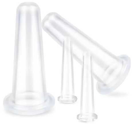 Kryoflare Set di coppettazione facciale in silicone, 4 pezzi, coppette massaggianti viso e occhi, strumento manuale per massaggio corpo e viso (2 piccole e 2 grandi) (trasparente)