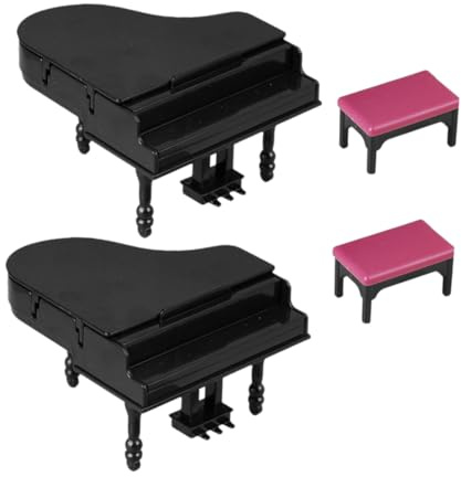 VICASKY 2set Pianoforte Coda in Miniatura Panca Di Pianoforte Verticale Per Casa Delle Bambole Strumento Musicale Per Decorazioni Accessori Di Bomboniere Set Di Accessori Per Scene in Mini