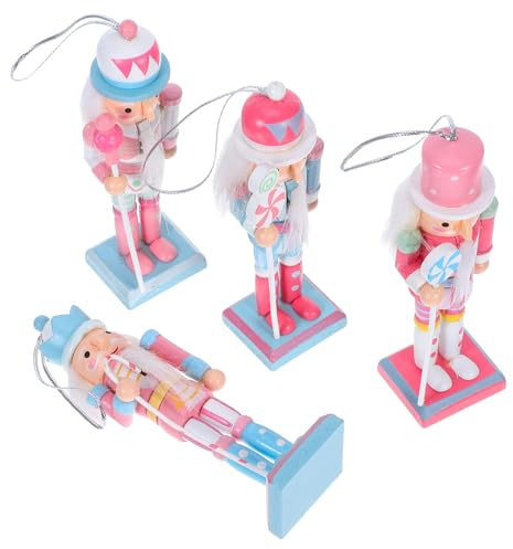Amosfun 4 Piezas Adornos De Cascanueces De Madera Soldado Figura De Cascanueces Navideña Decoración Festiva De Mesa para Fiesta De Navidad