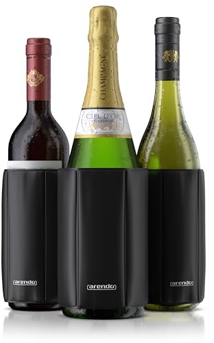 Arendo - 3x Weinkühler Sektkühler Manschette, Wine Coller Sleeve, Klettverschlüsse, Flexibel von 7,5 bis 10 cm Flaschendurchmesser, Ideal für unterwegs, Hält bis zu 2 Stunden kühl, Flaschenkühler
