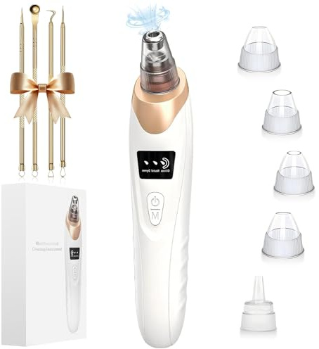 LOVEER Blackhead Remover Vacuum with 3 Suction Power Modes,Electric Blackhead Remover Tool with 5 Suction Heads,Black Head Remover for Face Pore Vacuum Cleaner Acne Pimple Whitehead Extractor