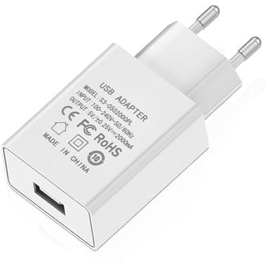USB Netzteil 5V 2A 10W Euro Stecker Ladegerät Steckdosenadapter Ladestecker für Handy,Monitor,Kopfhörer,Tischleuchte,E-Book Reader,Tablet Kinder -(1 Stück) (Weiß-1)