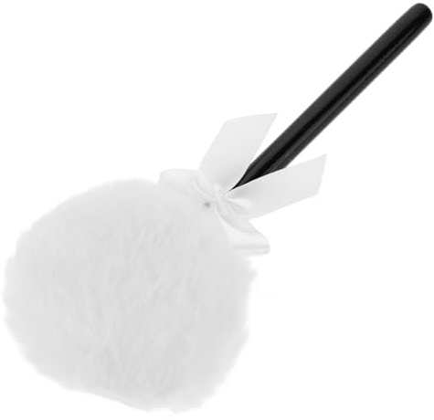 BESPORTBLE Fluffy Makeup Puff and Powder Puff for Body Powder White Small Soft Long-hair Cosmetic Sponge with Bow Infant-friendly Suitable for Loose and Pressed Application