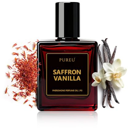 PUREU Pheromones Perfumes for Women, Saffron Vanilla Perfume Long Lasting Pheromone Perfume 0.34FL OZ/10ML Roll On Travel Size Essential Oil Fragrance Eau De Parfum, Made in USA