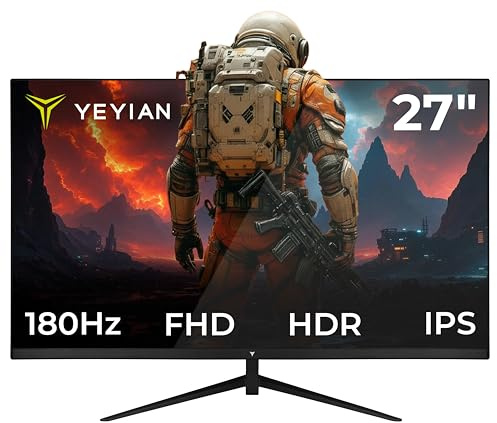 YEYIAN Monitor Plano Gaming Elysium 27 FHD | 1920x1080 | Panel Fast IPS | View 178° | 1000:1 | 180 Hz | 16:9 | 16.7 M Colores | Respuesta 1 ms OD | VESA | DisplayPort 1.2 HDMI 1.4 | YMF-IPF27-M1