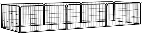 Hunde Laufgitter, Outdoor Hundezwinger, Tierlaufstall, Hundekäfig, Freilaufgehege, 8-TLG. Hundelaufstall Schwarz 100x50 cm Stahl Pulverbeschichtet Fürs Welpe, Katze, Kleine Haustiere, Kaninchen
