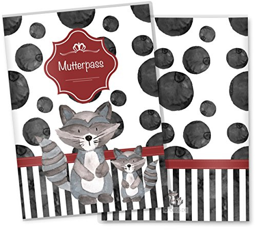 OLGS Mutterpasshülle Creative Royal 3-teilig | Baby Schwangerschaft Geschenkidee Schutzhülle für den Mutterpass | Mit Fach für Ultraschallbilder (Mutterpassetui ohne Personalisierung, Waschbär)