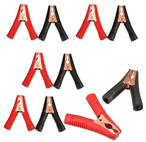 Insulated Alligator Clips Durable Heavy Duty Black & Red Boot Metal Spring Loaded Truck Car Battery Electric Test Clips Lead Probe Alligator Clamps (100A 10-PACK)
