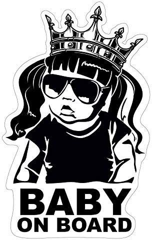 Baby on Board Aufkleber 12x7cm Auto Sticker -Finest Folia Autoaufkleber UV- Wetterfest Wasserfest Hangover R045 (Mädchen, Baby on Board Krone)