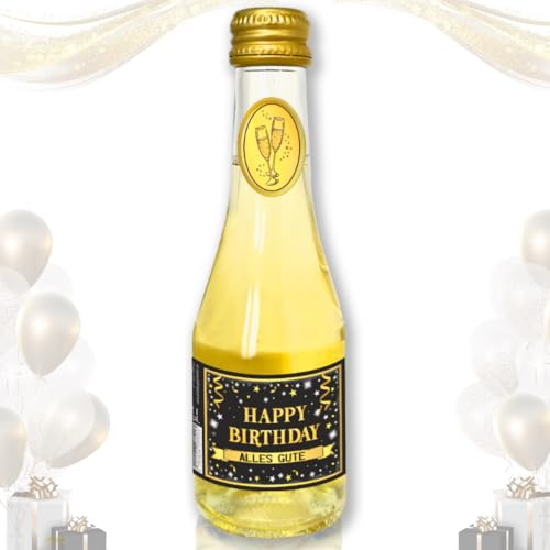 AV Andrea Verlag Piccolo Beeren Perlwein zum Geburtstag „Happy Birthday“ – Gold Schwarz Secco Sekt 0,2L | 8% vol. Alkohol | Geschenkidee mit Stil | Pfeif auf’s Alter