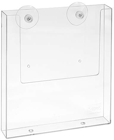 Zeigis DIN A4 Prospekthalter im Hochformat mit Saugnäpfen für Glasscheiben | Einfaceh Monatge, Sicherer Halt auf Glasscheiben, Große Fülltiefe,