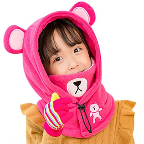 ITODA Kapuzenschal Kinder Schalmütze Kindermütze Winddichte Balaclava Winterschal mit Kapuze Schalhut Mädchen Jungen Gesichtswärmer Wintermütze Nackenwärmer Kinderhut Sturmhaube für Fahrrad Skilaufen