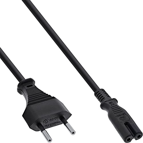 InLine 16654Q nätkabel, nätkontakt CEE7/16 Schweiz till Euro 8 C7 kontakt, svart, 1,8 m