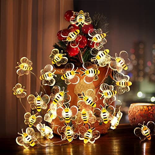 Coquimbo Guirlande Lumineuse Abeilles, 3M 30LED Guirlandes Lumineuses à Piles Cadeaux pour Femmes Filles, Decoration Noel Guirlande Led pour Sapin de Noel Chambre à Coucher Salon Plantes Terrasse