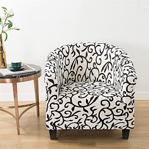 Highdi Sesselschoner Sesselüberwurf mit Elastisch Stretch Husse, Club Chair Einsitzer Schonbezug Sofabezug mit hoher Dehnung Sessel für Clubsessel Loungesessel Cocktailsessel (Weiß,65-90cm)