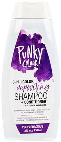 Punky Colour 3-in-1 Color Depositing Conditioner & Hair Cleanser - Purpledacious, Semi Permanent Hair Color, Temporary Hair-Dye, Sulfate-Free, Vegan, 8.5 fl oz.