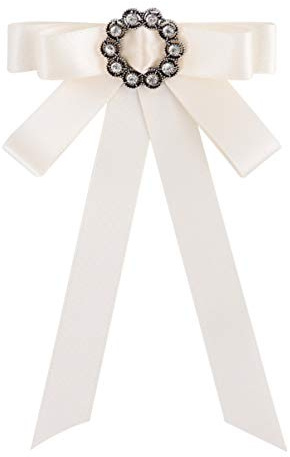 VALICLUD Fliege für Frauen Mode Bogen Brosche mit Strass Band Bogen Broschen für Frauen Victorian Kostüme für Brosche Pins (Weiß)