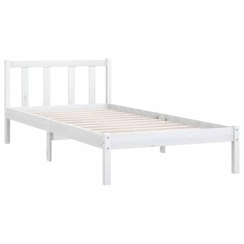 vidaXL Estructura de Cama Dormitorio Habitación Muebles Mobiliario Cuarto Descanso Robusta Duradera Blanca 90x200 cm Madera Maciza de Pino