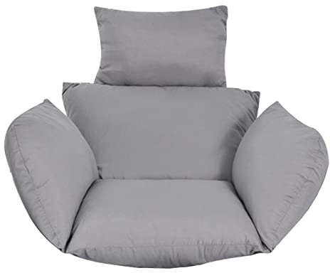 Warmiehomy Swing Chair Cushion, Soft Patio Hanging Chair Cushion Pad with Pillow for Outdoor Indoor Egg Hanging Basket Chair, Seat Cushion Only, Egg Chair Cushion, Grey
