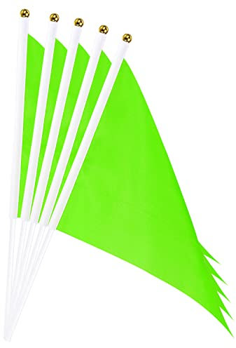 sourcing map 20 Stück Flaggenstock Handgehaltene Kleine Mini DIY Flagge 8.2 Zoll x 5.5 Zoll Dreieck Grün für Festivals Veranstaltungen Feiern
