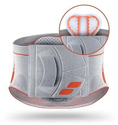 SPORLASTIC – VERTEBRADYN SUPREME SENSO Lendenwirbelstütze gerade – Orthopäd. Rückenbandage mit AIR-MATRIX Silikonpelotte zur Unterstützung der Lendenwirbel – LWS-Orthese – Orangeblue Größe M