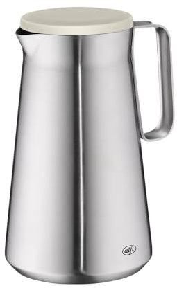 alfi DRIVE 1.0 l, coconut white mat, Pichet isotherme à double paroi en inox mat, maintient 12 h chaud, 24 h froid, bouchon vissé, grande ouverture, pichet isotherme, lavable au lave-vaisselle