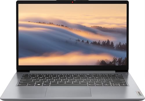 Lenovo Ideapad 1i Thin Light Ordenador portátil, Pantalla HD de 14, Intel Celeron N4020 (hasta 2,80 GHz), 4 GB de RAM 64 GB eMMC, WiFi 6, cámara Web, batería 10H, Windows 11S, Gris Nube