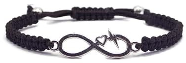 Storela Handmade Silver Plated Infinity Bracelets for Womens and Mens, in our infinity, love & rope bracelet collection.100% waterproof & adjustable - Festival Accessories (black, Infinity Bracelets)