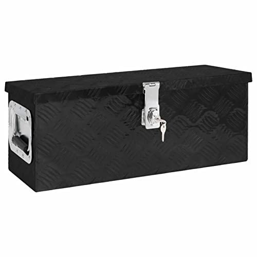 Aufbewahrungsbox, MOONAIRY Abschließbare Box, Alu Box, Metal Box, Transportkiste, Werkzeugbox, Metallkiste, Alukiste, Schwarz 60x23,5x23 cm Aluminium