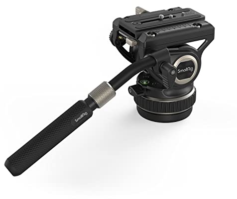 SmallRig DH10 Heavy Duty Tripod Fluid Video Head with Flat Base and Adjustable Handle, Quick Release Plate for Manfrotto Video Head Mount Plate, Load up to 22Ibs, for Video Cameras, DSLR Cameras 4165
