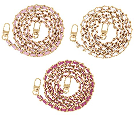 Spldsun 3 Piezas Correas Cadena Bolso, Cadena Bolso Metal, Cadena Repuesto Bolso, Correa Cadena Cuero PU, DIY para Bolso, Bandolera, Monedero (Rojo, Rosa, Blanco)
