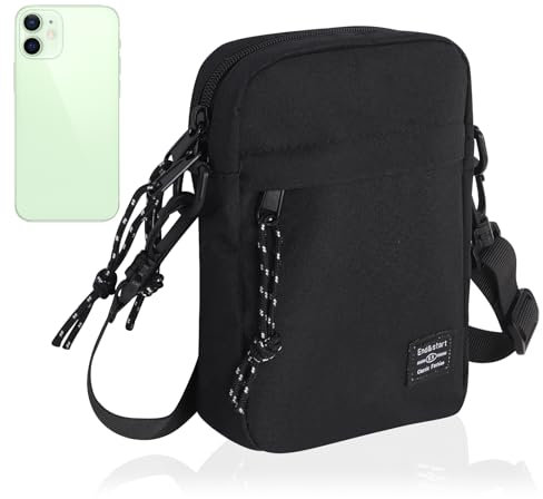 Minicloss Kleine Umhängetasche, Kleine Crossbody bag,schwarz Messeng Bag, Kleine Handy Schultertaschen für Tägliches Leben Reise, kleine tasche mit Schulterriemen 19 * 13.5 * 4.5 cm