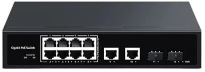Répartiteur Ethernet Commutateur POE Gigabit 12 Ports, 2 Ports, 1000M, Commutateur Réseau De Liaison Montante, Hub 120W, Séparateur Internet for Caméra IP, Surveillance, NVR