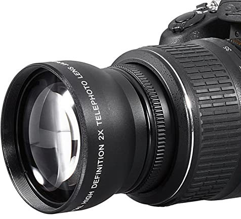 Teleobjetivo 2X de 52 Mm, Duplica su Zoom, Impermeable, a Prueba de Rayones, a Prueba de Aceite, Liviano y Portátil - Compatible con Cámaras con Montura de 52 Mm - Rosca Frontal