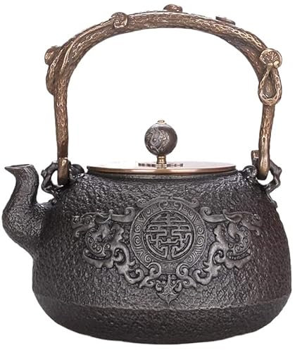 Teiera in Ghisa Teiere Giapponese 1350 ML Teiera Teiere Ghisa Ferro Originale Non Rivestito Pentola In Ferro Artigianale Coperchio In Rame Pentola In Ferro Teiera Giapponese