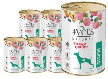WESTHO 4Vets Hepatic Nassfutter 24x400 g für Hunde, bei Leberproblemen