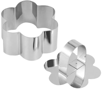 PRETYZOOM 2pcs Stainless Steel Mousse Flower Shape Cake Mold for Home Cooking Baking