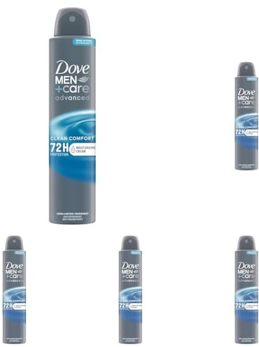 DOVE MEN + CARE Advanced Clean Comfort Antiperspirant Deodorant Aerosol deodorant spray with Triple Action Technology for 72h sweat & odour protection 200 ml (Pack of 5)