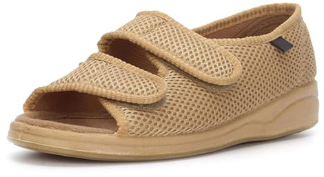 Pantofola Elasticcizzata da Donna Comoda, Pantofole per Diabetici in Memory Foam, Donna Estive Piedi Gonfi Sandali Ortopediche, Estive Leggere e Regolabili Scarpe da Passeggio