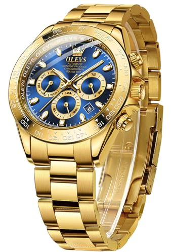 OLEVS Herren Armbanduhr Quarz Edelstahl Armbanduhr mit Datum Wochenanzeige Wasserdicht Business Luxus Uhr für Männer