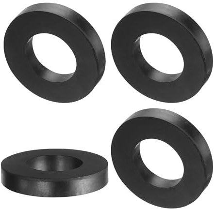 QUARKZMAN 4 Stück Gummi Unterlegscheiben Gummispacer 60mm Außendurchmesser 33mm Innendurchmesser 10mm Dicke Gummi Abstandshalter Runde Distanzhülsen für Haus Auto Zubehör Schwarz