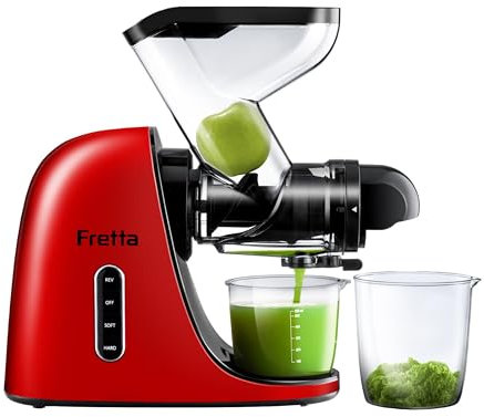 Fretta Slow Juicer Spremiagrumi frutta e verdura Vincitore del test, apertura 76 mm, spremiagrumi elettrico, spremiagrumi mele, sedano, spremiagrumi, macchina per masticazione, senza BPA, facile da