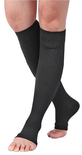 Faletony 2 Paar Kompressionsstrümpfe Damen & Herren 20-30 mmHg medizinische Kniestrümpfe Compression Socks Lange Kompressionssocken Reisestrümpfe Stützstrümpfe für Krampfadern Ödeme Flug Sport Reisen