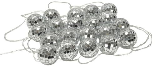 ValueLights | Set of 20 Battery Operated Mini Disco Ball String Lights Hanging Silver Mirror Ball Decorative Light | Novelty & Home Improvements Essential
